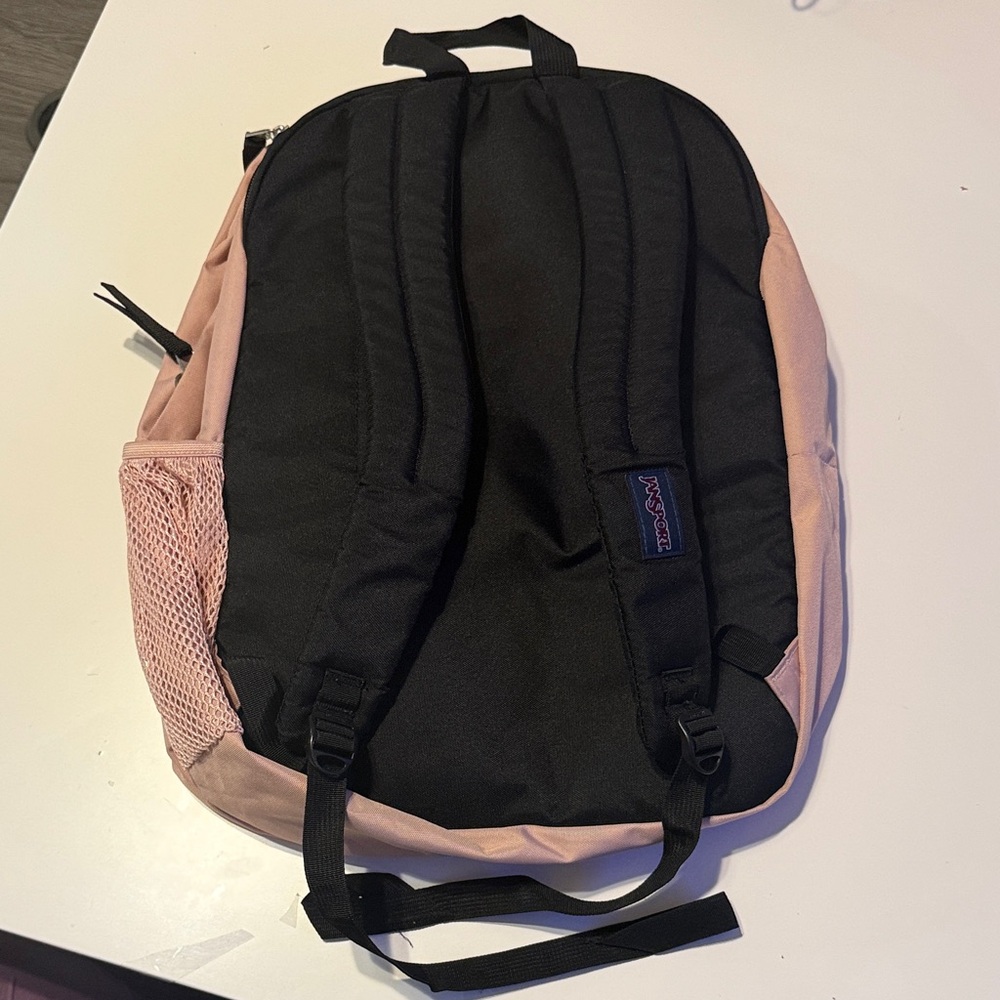 Jansport Light Pink and black Backpack so cute , big student - Picture 5 of 12